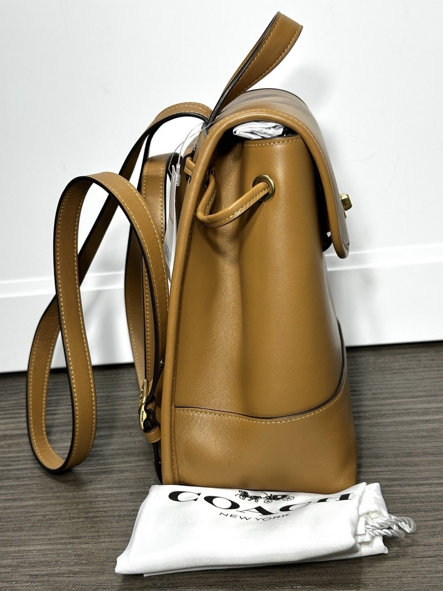 Coach Turnlock Backpack Bag in Honey Brown Glovetanned Leather