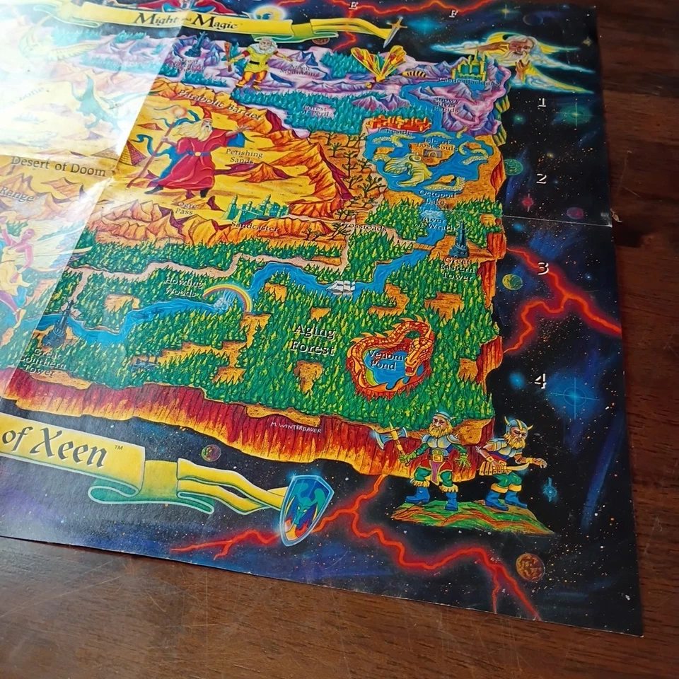 Póster mapa Might & Magic V Darkside of Xeen vintage PC 3DO 1993 17x22 pulgadas Foto 2 de 4