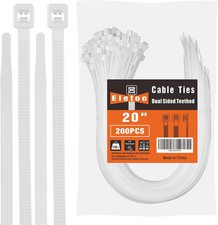 20 Inch Heavy Duty Nylon Cable Ties 200 Pack UV Resistant Self-Locking Indoor
