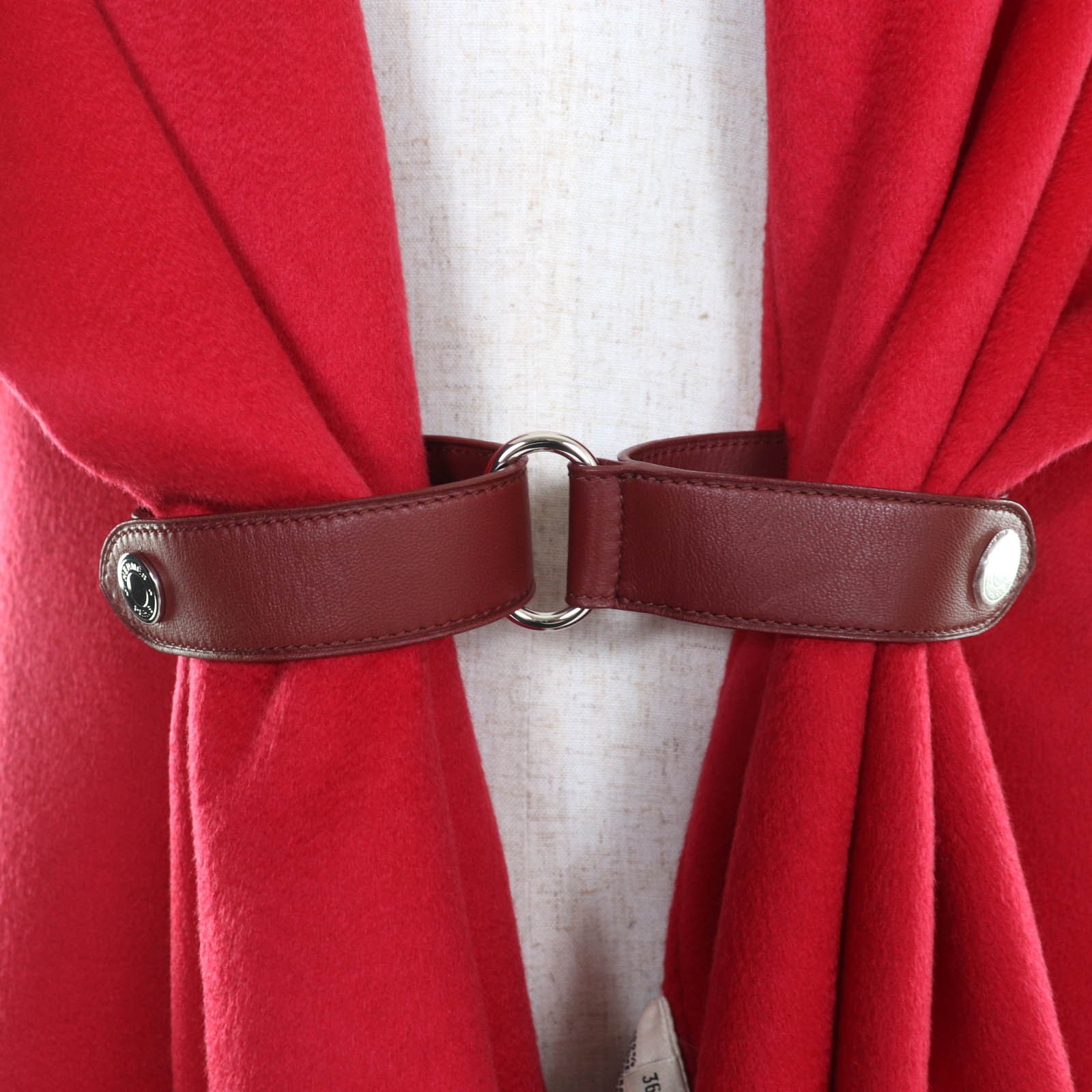 HERMES poncho Red cashmere Women 36 thumbnail 6