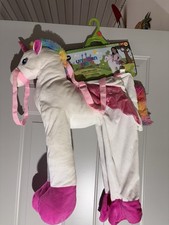 Girls Unicorn Rider Plush Ride-On Costume Complete Outfit 2T White Pink Multi