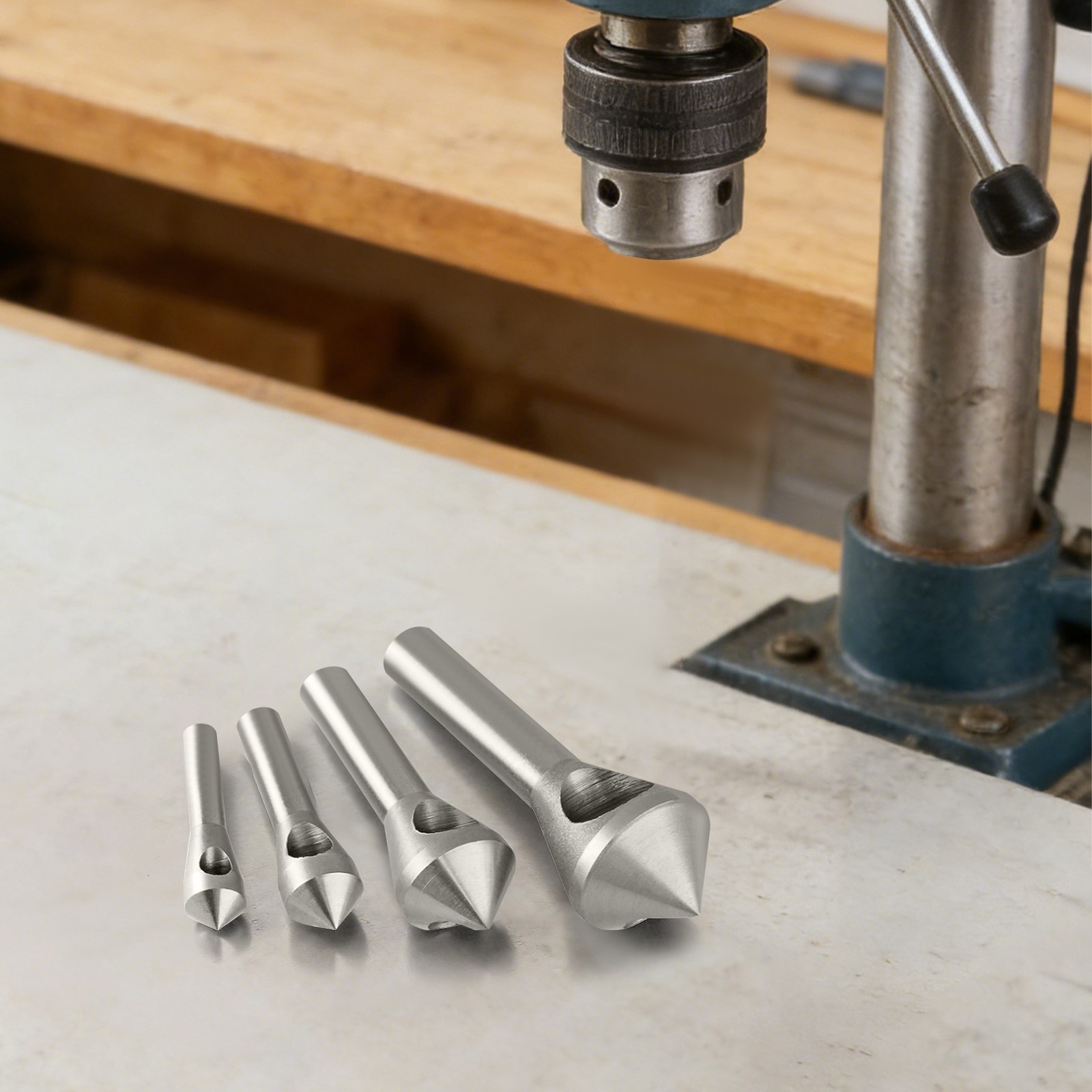4-piece Countersink Deburring Tool Set, Woodworking Countersink Chamfer Tool - Thumbnail 2