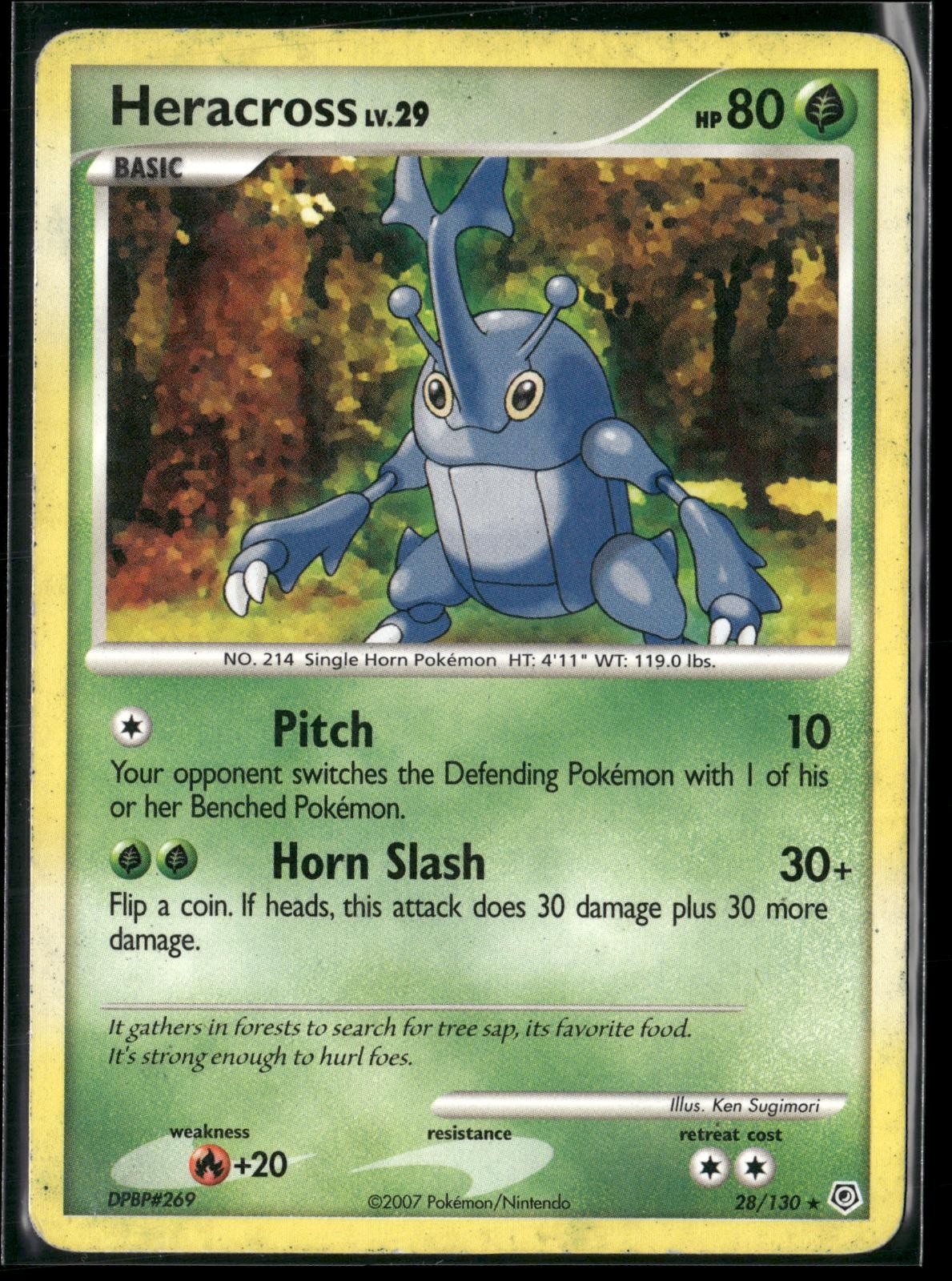 Heracross 28/130 Rare Diamond & Pearl Pokemon Moderately Played