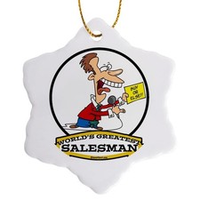 3dRose orn 103519 1 Funny Worlds Greatest Salesman Occupation Job Cartoon-Sno...