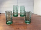 Vintage Anchor Hocking Tartan 16 Oz Tea Glass In Emerald Green Set Of 4 MCM