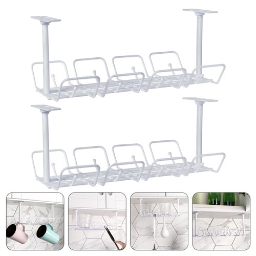 2 Pcs Wire Storage Rack Desk Organiser under Table Cable Organizer - Photo 2/9