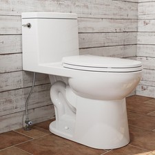 One-Piece Toilet with Toilet Seat, Elongated Front, Chair Height, White, 1.6 gpf