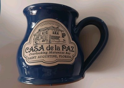 Casa De La Paz Saint Augustine Florida Deneen Coiner Pottery Coffee Mug Cup Blue