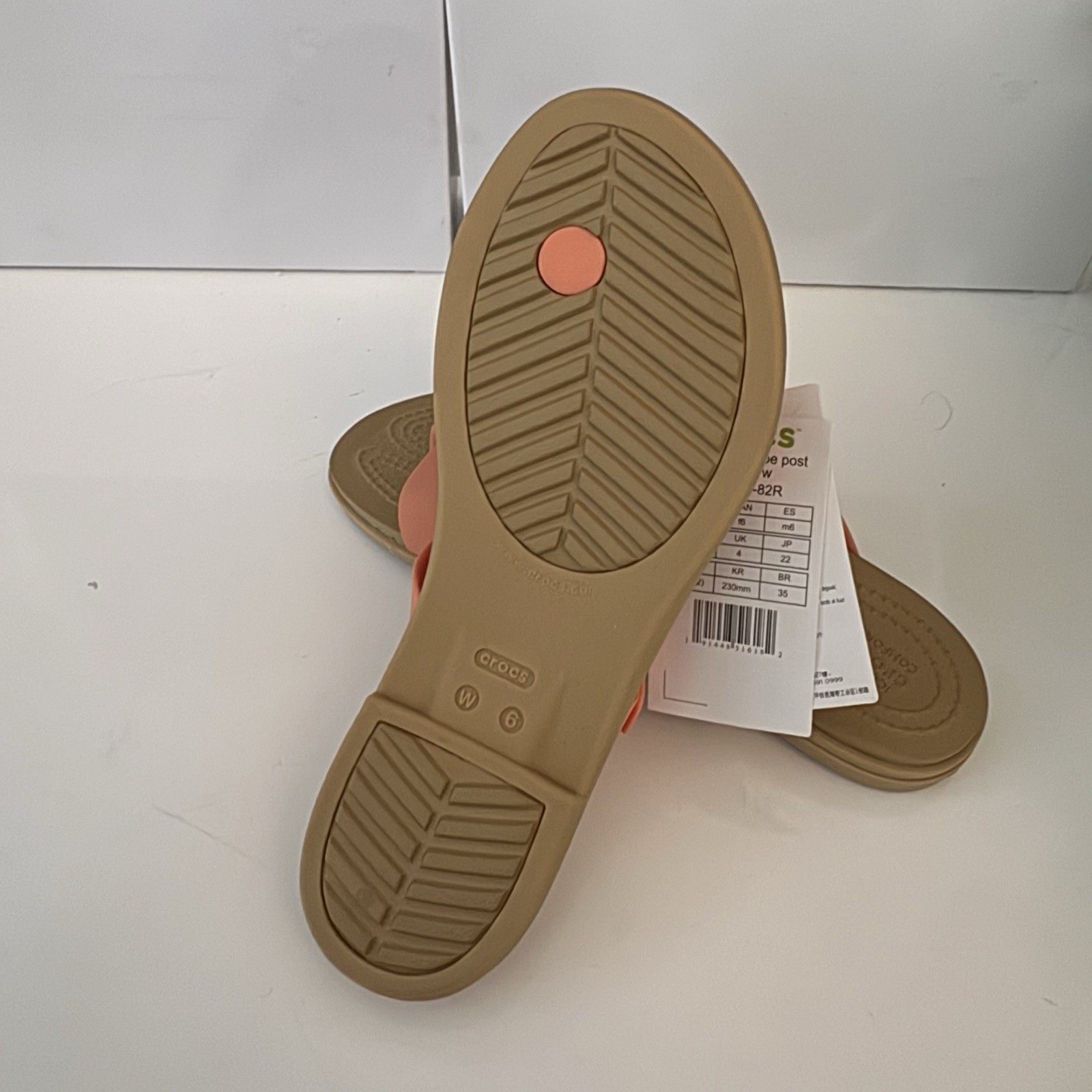 Crocs Tulum Toe Post Thong Womens Sandals Orange/Beige Buckle Strap Size 6 image 4