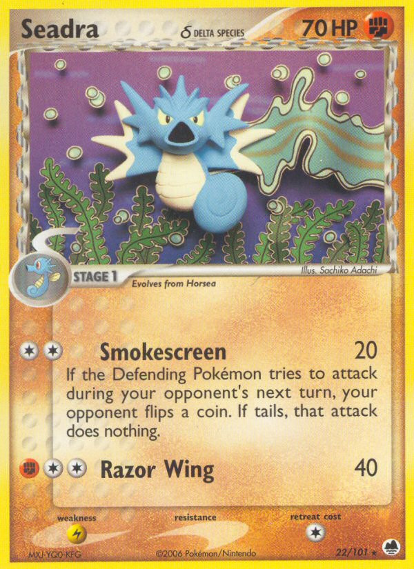 Seadra 22/101 Rare Dragon Frontiers Pokemon Lightly Played