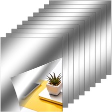 Zonon Flexible Mirror Sheets Self Adhesive Non Glass 10 x 12 Inches, White