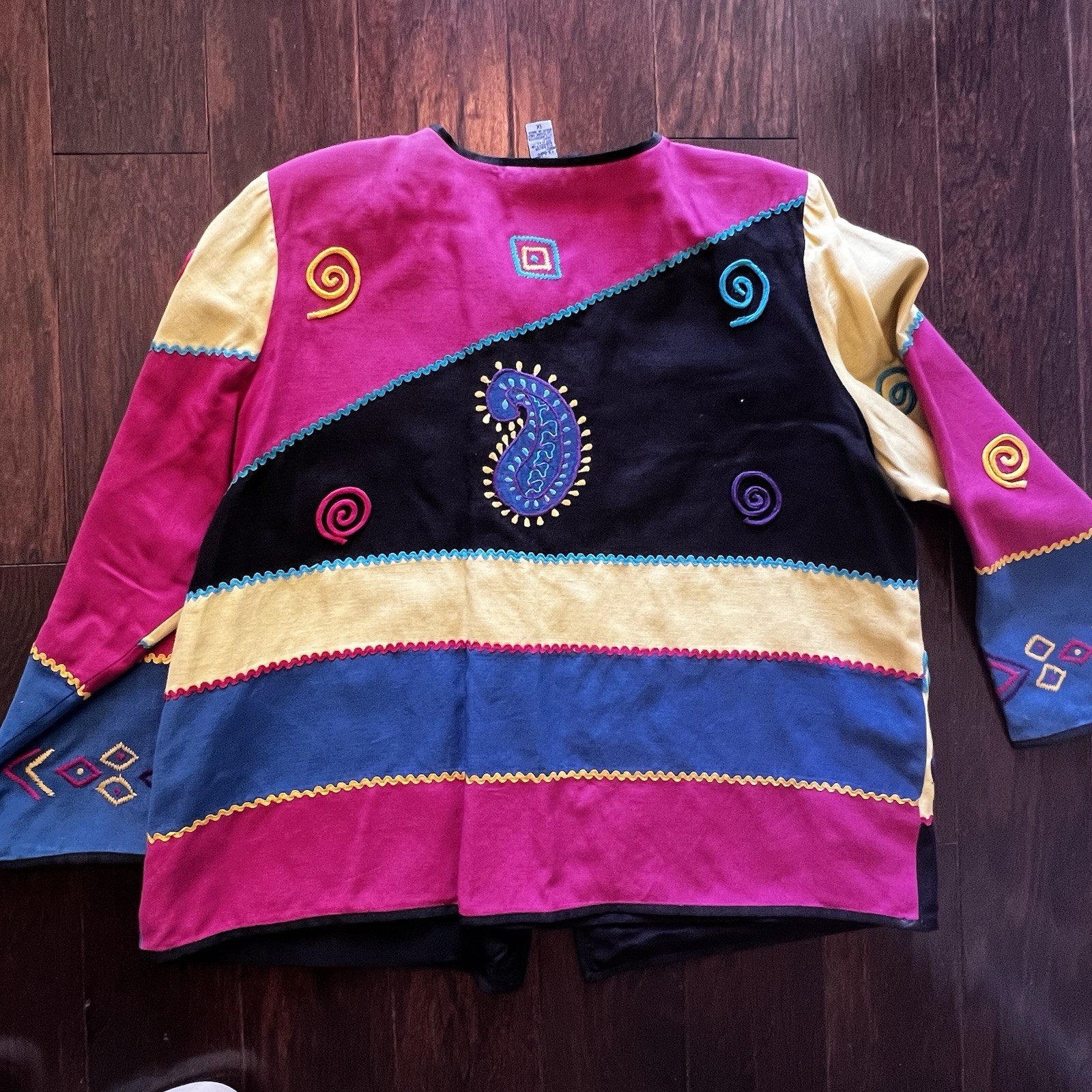 VTG Indigo Moon multicolor patchwork jacket with … - image 9