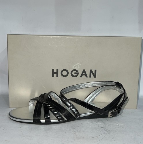 HOGAN SANDALO IN VERNICE Donna Woman Nero-argento size EU 35 - Picture 2 of 5