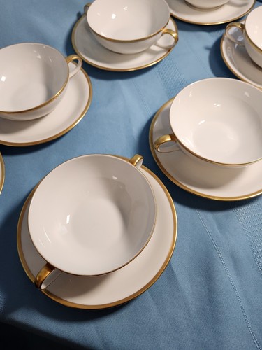 BARONET Eschenbach CHINA REGINA 3 CREAM SOUP BOWLS W/HANDLES & 3 SAUCERS RARE - Picture 12 of 14