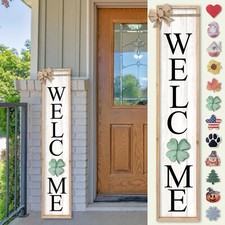 Interchangeable Welcome Sign for Front Porch Standing 45"X9" 12 Pcs Replaceab...