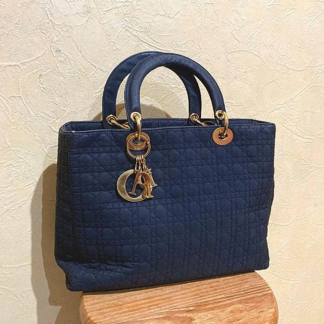 Sac fourre tout femme Christian Dior sac à main toile noire charme or femme