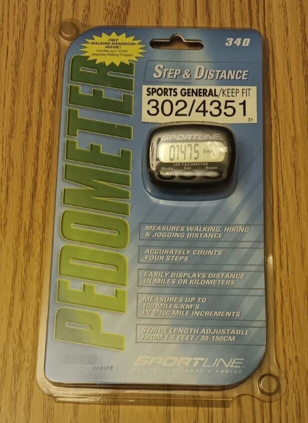 Sportline 340 MultiFunction Pedometer Simple Belt Clip Steps Distance