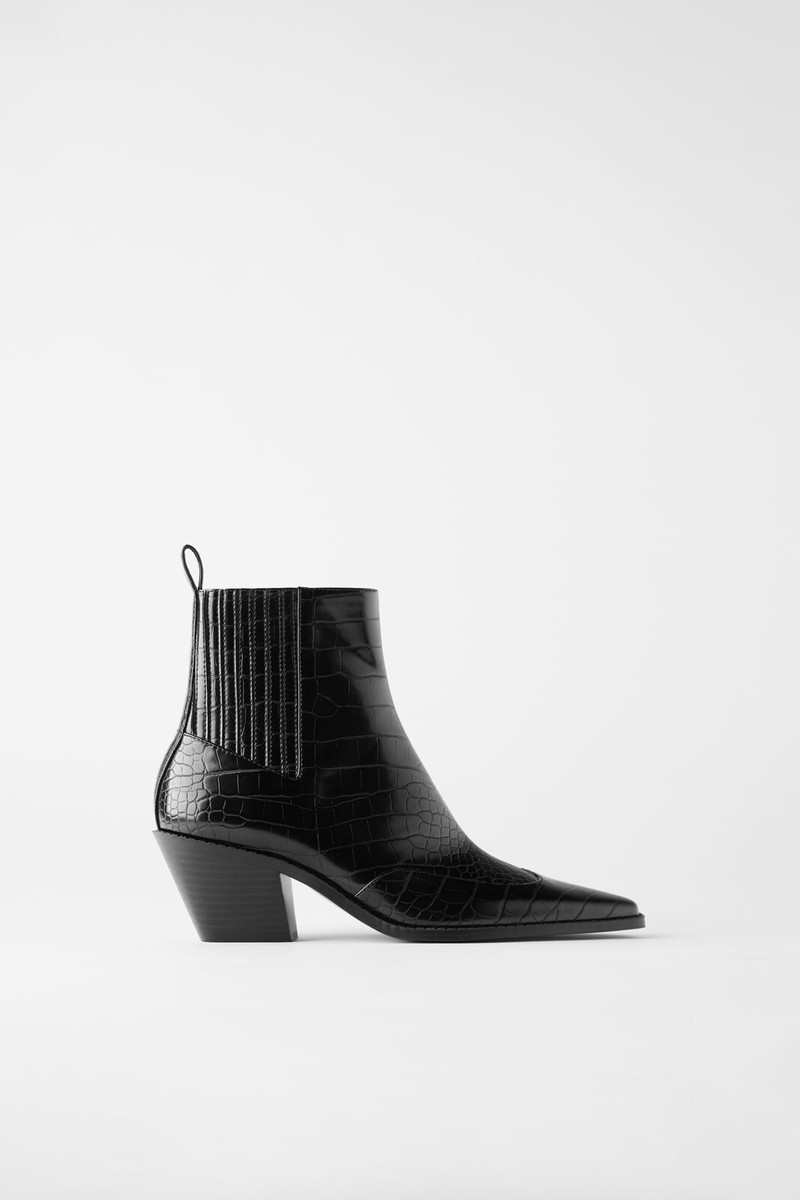Zara Women Animal Print Cowboy Ankle Boots Black 3100/510 | eBay