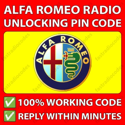 ✅ALFA ROMEO RADIO CODE GIULIETTA SPIDER MITO GIULIA GT 166 164 159 146 147 155✅