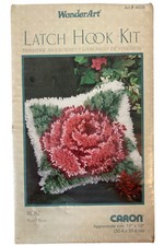 Vintage Caron WonderArt Latch Hook 12  x12  Pillow Kit Rose 4606 New Sealed