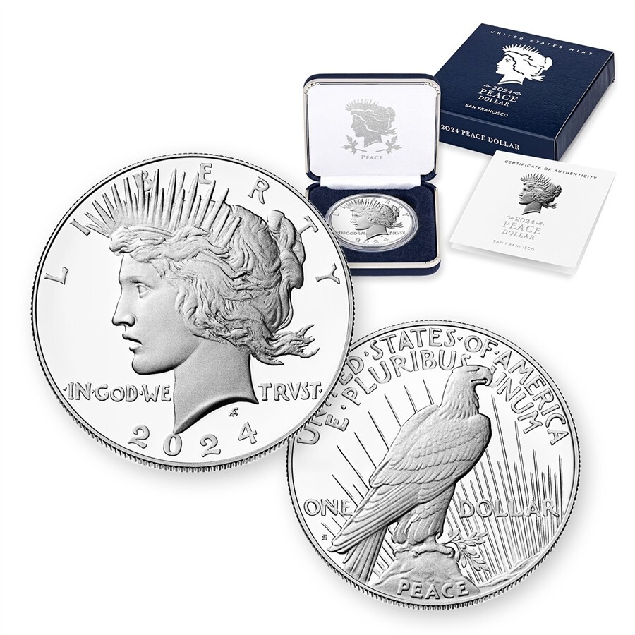 2024 S $1 PROOF PEACE SILVER DOLLAR OGP BOX & COA