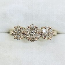 1/4 Ct 10k Yellow Gold Round Chocolate Diamond Flower Halo Wedding Ring Size 8