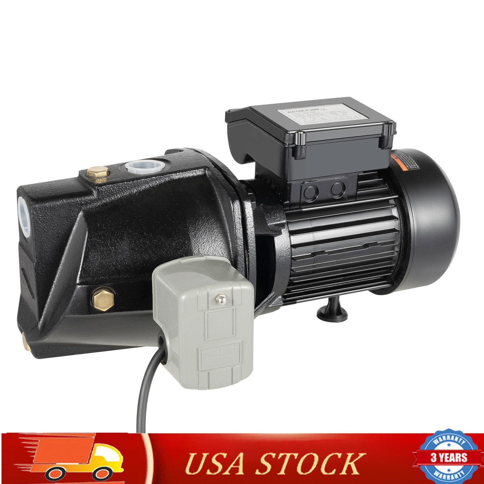 3/4HP Well Jet Pump Self-Priming Shallow Water Pump with Pressure Switch 110V