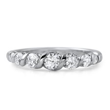 CZ Braided Sterling Silver Fashion Band Wedding Ring for Women