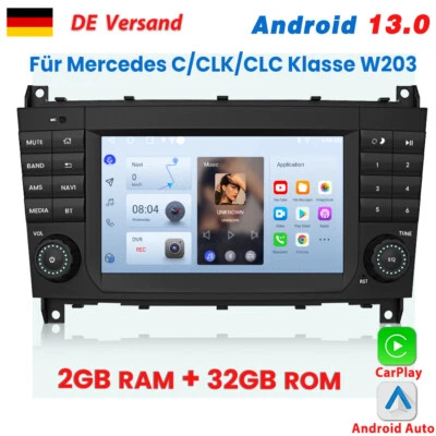 Per Mercedes Benz Classe C W203 CLK209 Carplay Autoradio Android 14 GPS NAVIGATORE SATELLITARE