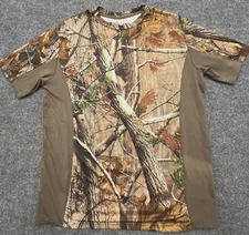 HABIT T Shirt Medium Brown Timber Woodland Realtree AP Camouflage Short Sleeve