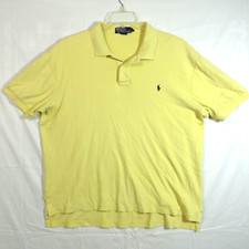 Ralph Lauren Polo Shirt Mens L Yellow Solid Short Sleeve Golf Fit 100 Cotton