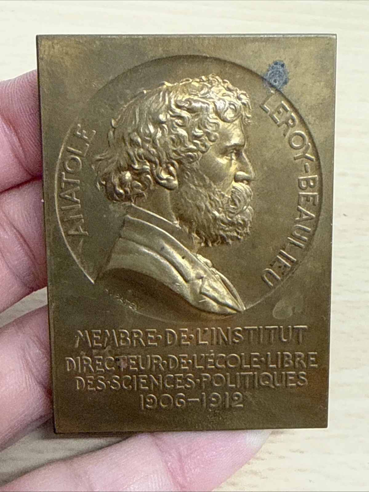 Médaille Plaque Anatole Le Roi Beaulieu Membre De L’institut En Bronze