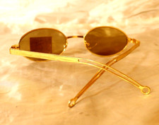 Calvin Klein CK Sunglasses, Shiny Gold Oval Italian Vintage Original Glasses