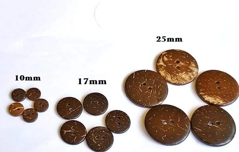 100x Coconut Shell Buttons Sewing 10/17/25mm 2 Hole Casual Unisex Free 10 Extra - Image 2 of 4
