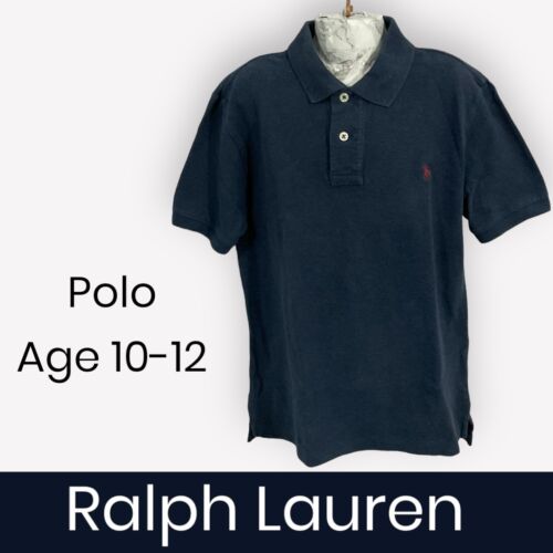 Polo filles RALPH LAUREN coton bleu maille logo manches courtes 10-12 ans - Photo 1 sur 9