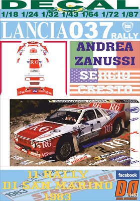 DECAL LANCIA 037 RALLY A.ZANUSSI R. SAN MARINO 1983 2nd (08)