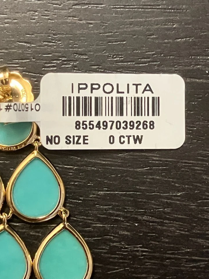 Pendientes Ippolita Turquesa Cascada Oro Amarillo 18K Nuevos Con Etiquetas Foto 4 de 4