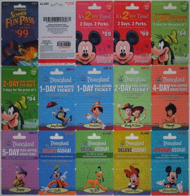 14 Different DISNEYLAND Passport Disney Gift Cards 2009: Fantasmic
