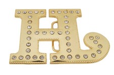 Initial H Letter h Western Belt Buckle Gold Metal Iced Style Rhinestones Womens
