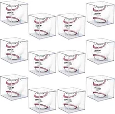 12 PRO SAFE BASEBALL DISPLAY CASE BALL CUBES WITH CRADLE UV PROTECTION CUBES