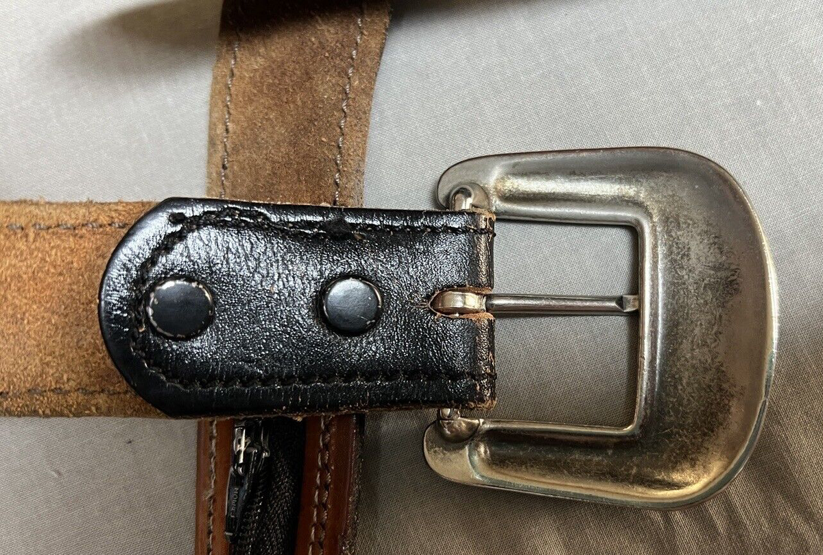 Chambers Hand Tooled Leather Belt, Silver Buckle Size 28 Vtg Chambers Hand Finished Tooled Distressed Leather Western  main image 3