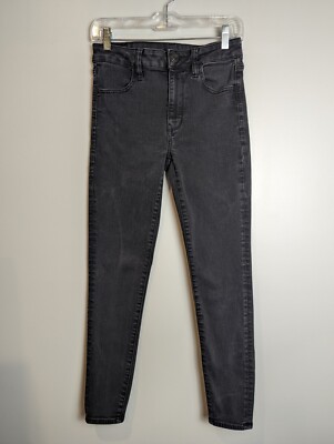 American Eagle Jeans Womens Sz 6 Washed Black Hi Rise Jegging Soft Knit Stretch