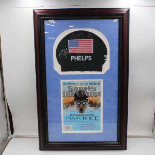 Michael Phelps Framed Signed Swim Cap USA Olympics Autograph Auto ZJ16756