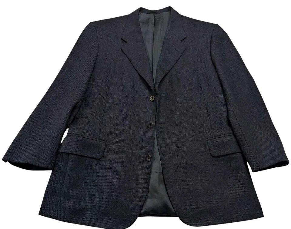 Blazer Holland & Sherry Para Hombres Azul Marino 44L Lona Completa Puños Funcionales por Tom James Foto 2 de 4