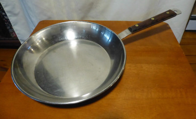 Vintage Stainless Steel France Cuisinox Deep Skillet Fry Pan 10 1/2'' wood handle