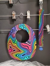 Baby Bib Gift Set, 1 Bib, 1 Pacifier Clip, Hippie Boho Multi-color Print 1970's