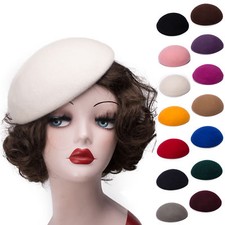 Women Wool Felt Pillbox Beret Winter Hat Millinery Fascinator Base Cocktail A048