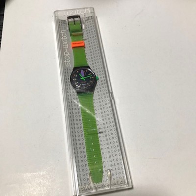 Vintage 1993 Swatch Stop-Watch Neo Wave SSG100 Green Skeleton Men's Watch Run