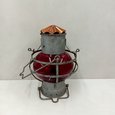 Beautiful Vintage Kosmos Brenner Oil Lamp Red Glass Shade Brass Tank