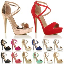 DAMEN PLATEAU HOHER ABSATZ PEEPTOE CROSS OVER RIEMCHEN SANDALEN SCHUHE GRÖSSE